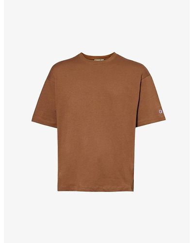 Champion Brand-appliqué Regular-fit Cotton-jersey T-shirt - Brown