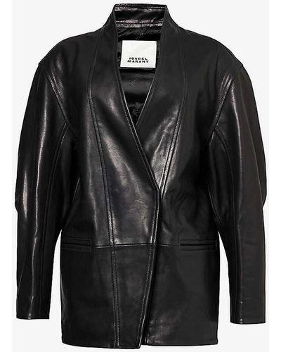 Isabel Marant Ikena V-neck Leather Jacket - Black