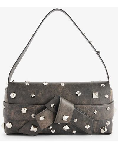 Acne Studios Musubi Stud-embellished Leather Shoulder Bag - Metallic