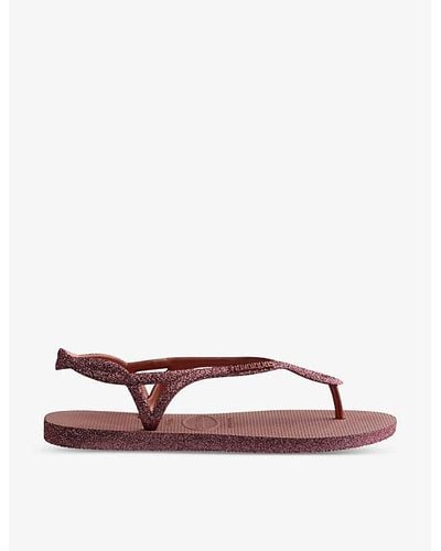 Havaianas Luna Sparkle Logo-embossed Woven Sandals - Red