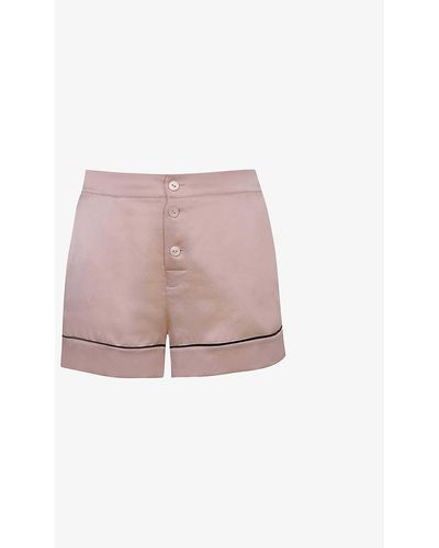 Agent Provocateur Piped Mid-rise Silk Pyjama Shorts Xx - Pink
