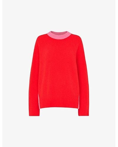 Whistles Colour-block Relaxed-fit Stretch-wool Sweater - Red