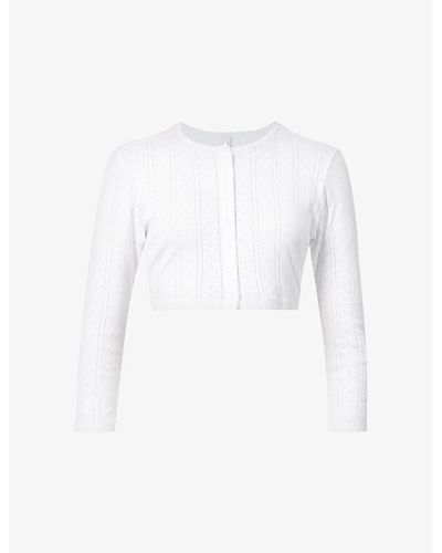 Cou Cou Intimates The Crop Pointelle-pattern Organic-cotton Cardigan - White