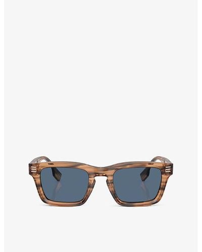 Burberry Be4403 Rectangle-frame Acetate Sunglasses - Blue