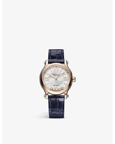 Chopard Happy Sport 275378-5001 18ct Rose-gold And Diamond Automatic Watch - Blue