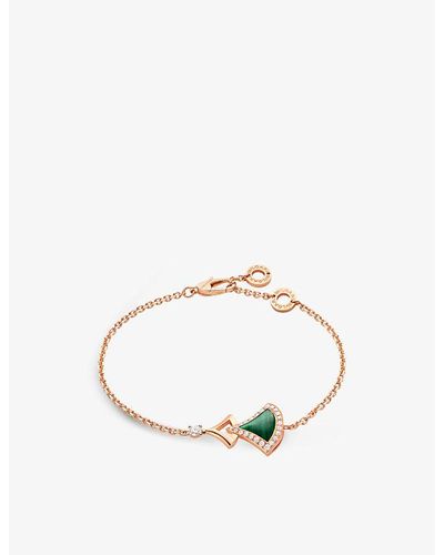 BVLGARI Divas' Dream 18ct Rose-gold, Malachite And 0.31ct Round Brilliant-cut Diamond Bracelet - Natural