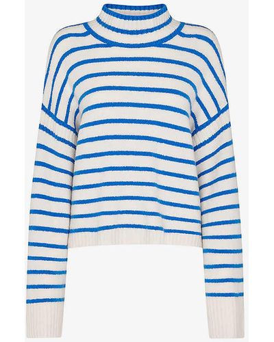 Whistles Striped Funnel-neck Knitted Jumper - Blue