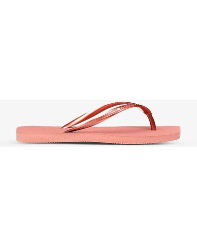 Havaianas Slim Square-toe Rubber Flip Flops - Pink