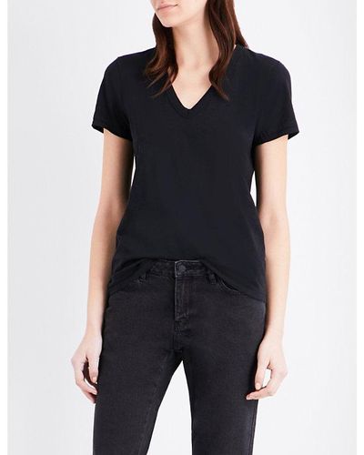 Rag & Bone V-neck Cotton-jersey T-shirt - Black