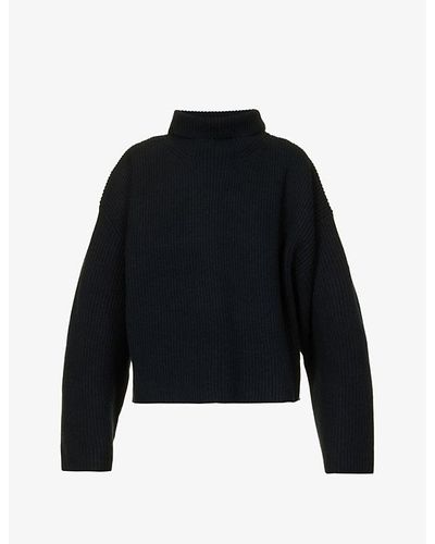 Totême Turtleneck Wool-blend Knitted Sweater X - Black