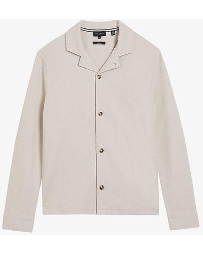 Ted Baker Pendul Spread-collar Cotton-blend Shirt - White