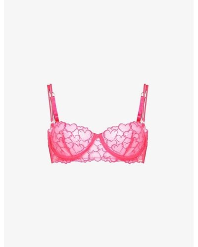 Bluebella Valentina Heart-embroidered Recycled-polyester Mesh Bra - Pink