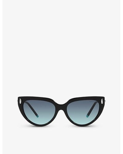 Tiffany & Co. Tf4195 Cat-eye Brand-embellished Acetate And Metal Sunglasses - Black