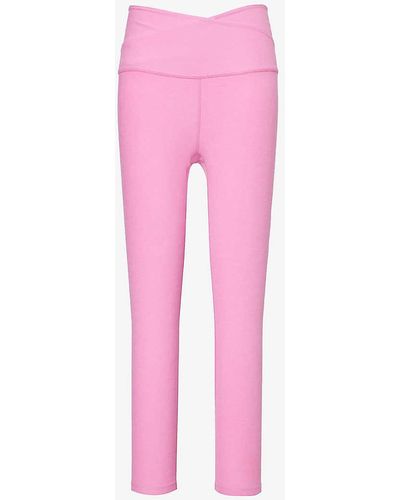 Beyond Yoga Spacedye Wrap-over High-rise Stretch-jersey leggings - Pink