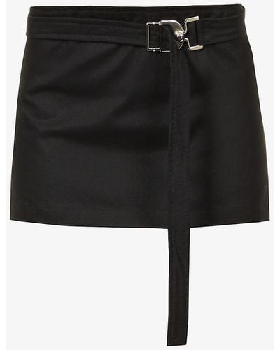 EB DENIM Belted Low-rise Denim Mini Skirt - Black