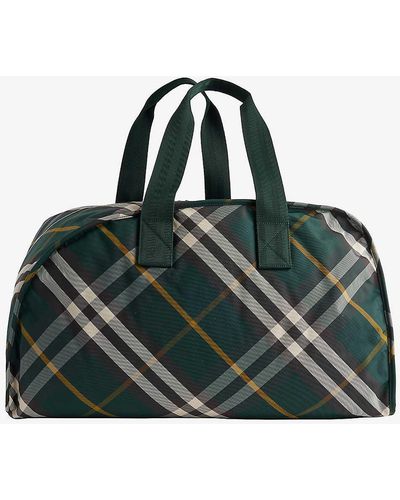 Burberry Shield Check-print Woven Holdall - Green