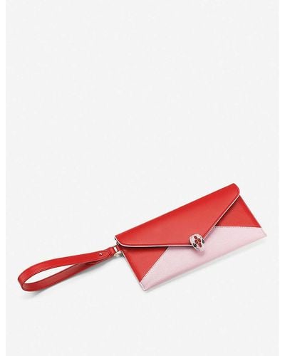 BVLGARI Serpenti Forever Leather Envelope Pouch - Red