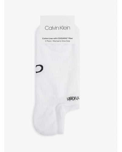 Calvin Klein Coolmax® Cotton-blend Liner Socks Pack Of Two - White