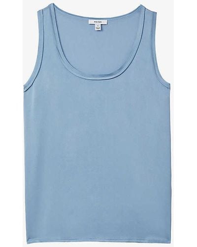 Reiss Riley Scoop-neck Silk-blend Vest Top - Blue