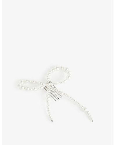 Lelet Josephine Pearl-embellished Stainless Steel Comb - White