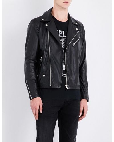 Replay Biker Leather Jacket - Black