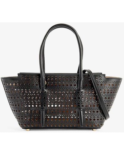 Alaïa Mina 20 Cut-out Leather Top-handle Bag - Black