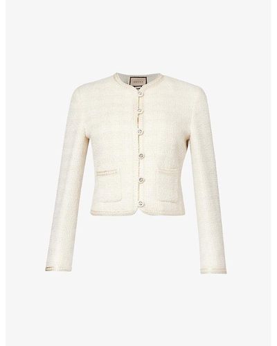 Gucci Check-pattern Wool-blend Jacket - White