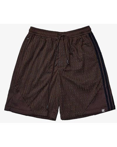 Song For The Mute X Adidas Brand-stripe Recycled Polyester Short - Brown