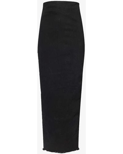 Rick Owens Pillar High-waist Stretch-denim Blend Maxi Skirt - Black