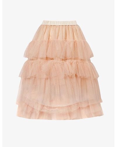 Simone Rocha Mid-rise Layered Woven Midi Skirt - Pink