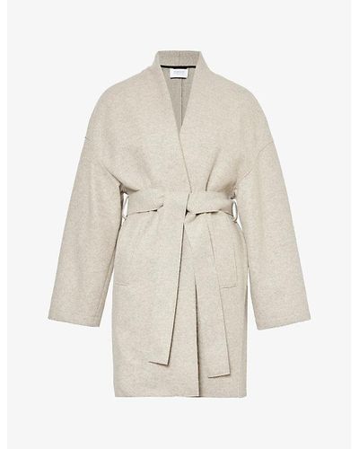 Harris Wharf London Longline Belted Cashmere Cardigan - Natural