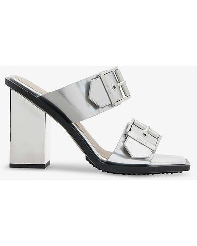 AllSaints Camille Buckle-embellished Heeled Leather Mules - White