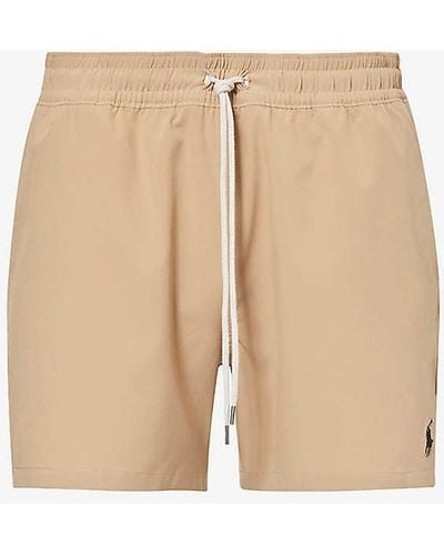 Polo Ralph Lauren Traveller Logo-embroidered Stretch Recycled-polyester Swim Shorts - Natural