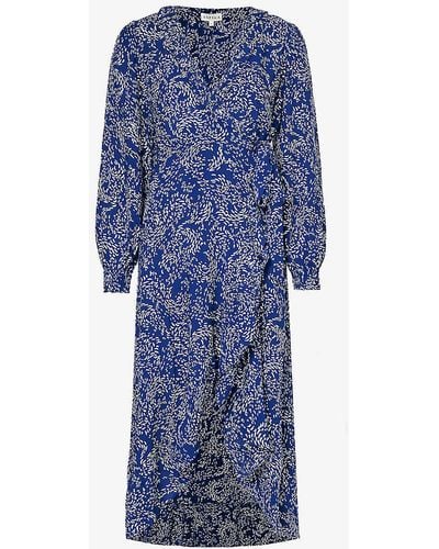 Aspiga Demi Abstract-pattern Woven Midi Dress - Blue