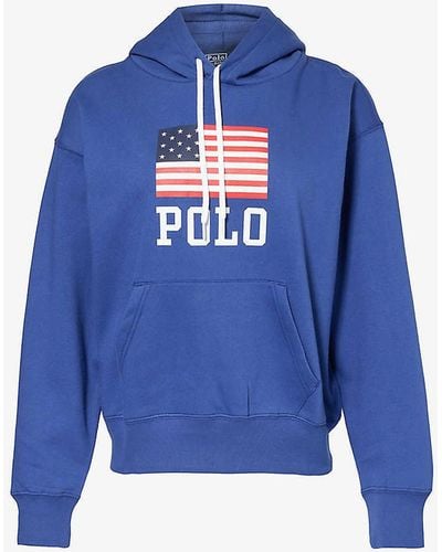 Polo Ralph Lauren American Flag-print Cotton-blend Jersey Hoody - Blue