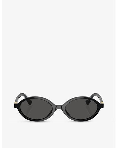 Miu Miu Mu 04zs Oval-frame Acetate Sunglasses - Black