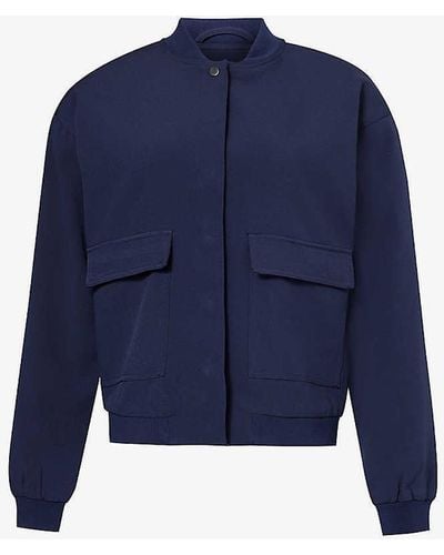4th & Reckless Teya Boxy-fit Stretch-woven Bomber Jacket - Blue