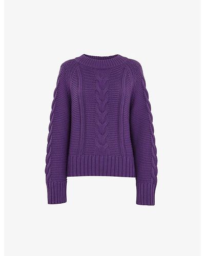 Whistles Chunky Cable-knit Cotton Sweater - Purple