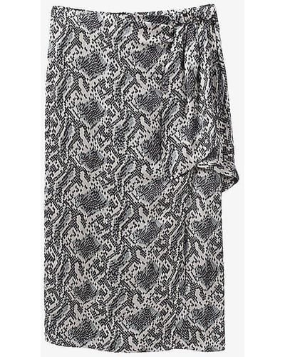 IKKS Printed High-rise Woven Midi Skirt - Grey