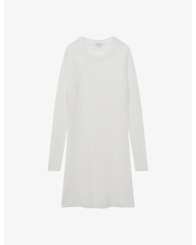 Reiss Esta Semi-sheer Crochet Mini Dress - White