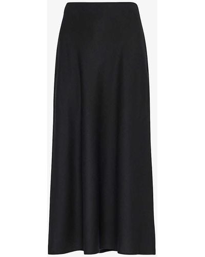 Whistles Louise Bias-cut Woven Midi Skirt - Black