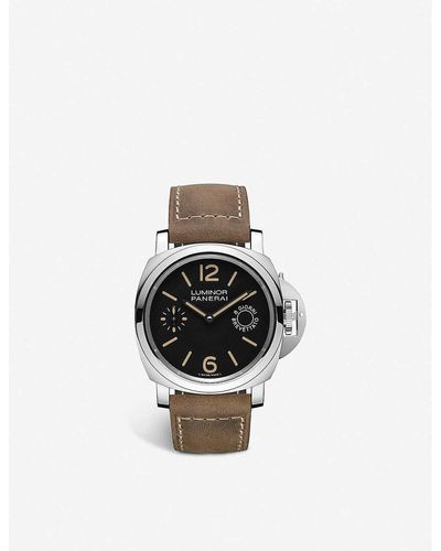 Panerai Pam00590 Luminor 8 Days Power Reserve Stainless-steel And Leather Manual Watch - Black
