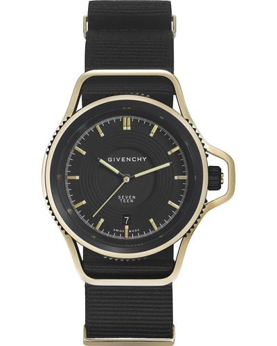 Givenchy Gy100181s09 Seventeen Limited Edition Yellow Gold-plated And Leather Watch - Black