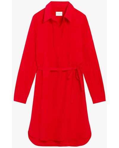 Claudie Pierlot V-neck Cotton Mini Dress - Red