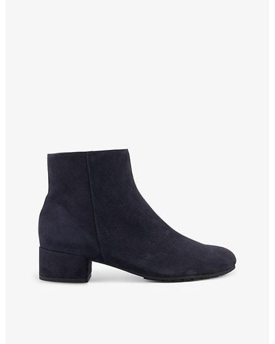 Dune Pippie Heeled Suede Ankle Boots - Blue