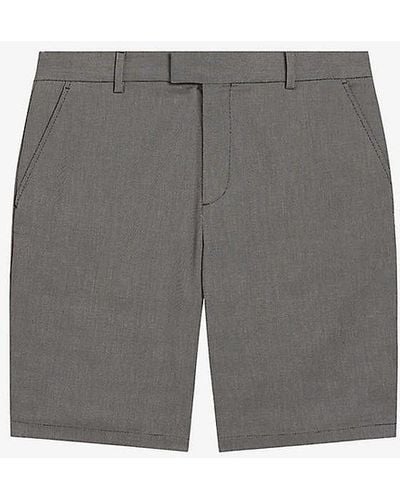 Ted Baker Katford Textured Stretch-cotton Shorts - Grey