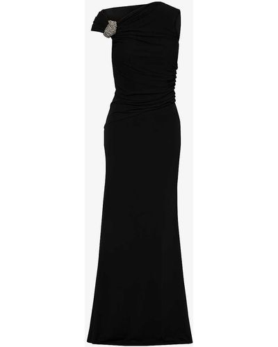 Alexander McQueen Crystal-embellished Slim-fit Woven Maxi Dress - Black