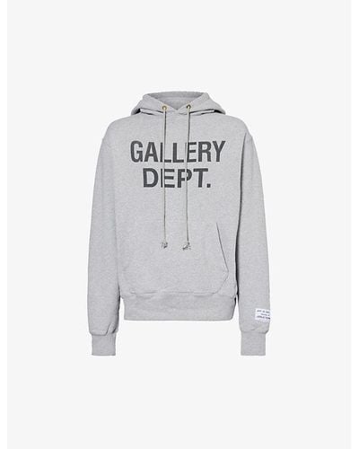 GALLERY DEPT. Logo Graphic-print Cotton-jersey Hoody - Grey