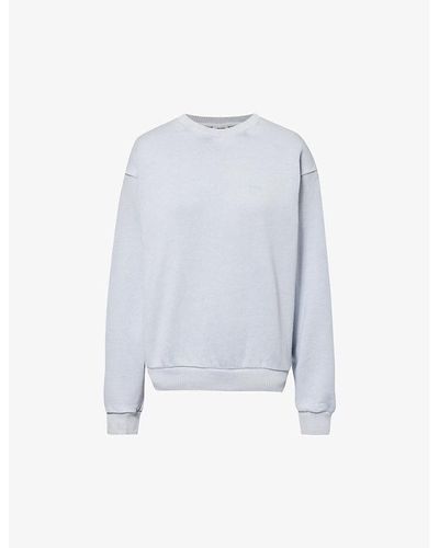 GYMSHARK Everywear Comfort Brand-print Cotton-jersey Sweatshirt - Blue