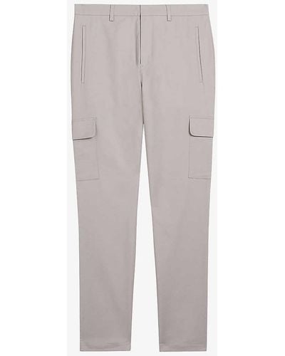 Ted Baker Hakknee Patch-pocket Slim-fit Stretch-cotton Trousers - Grey